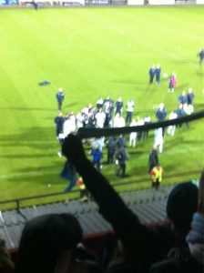 Ballymena fans cheer on Co Antrim shield winning team last season