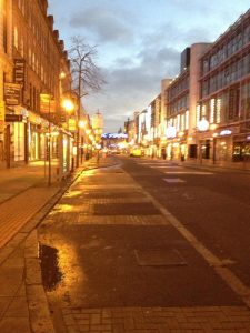 An empty Royal Avenue after Castle Court bomb alert