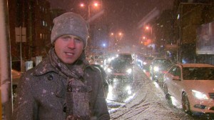 Brrrrra Best...BBC Newsline weather preseting live in the snow