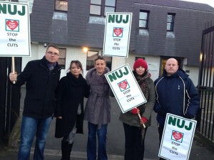 BBC NUJ Foyle Branch members on strike on Monday