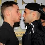 Karl Frampton squares up to Kiko Martinez ahead of their fight