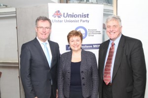 EU ommissioner for Humanitarian Aid, Kristalina Georgieva with UUP leader Mike Nesbitt and UUP MEP JIM NICHOLSON,