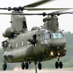 An RAF Chinook helicopter dropping in food supplies to South Down on Wednesday
