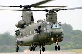 An RAF Chinook helicopter used to bring in feed for stranded sheep