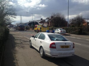 Fire crews at the scene of a gas leak in Lisburn, Co Antrim