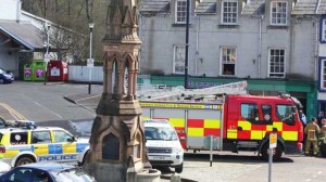 Fire crews attend the scene of an arson attack on a derelict building in Ballycastle