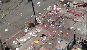 The scene of devastation at the Boston maratthon on Monday