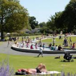 Sun worshippers enjoying the heat rays in Botanic Gardens, Belfast