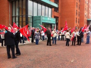 NIPSA members protesting in Belfast over privatisation in DSD