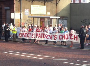 Residents protest outside St Patrick