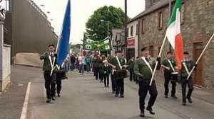 The IRA parade through Castlederg in August. Unionist claim a Gerry Kelly speech 