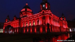 How Belfast City Hall will look when it is bathed in red light for the launch of Poppy Day next month
