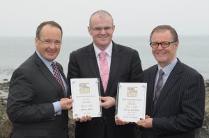 Howard Hastings, Managing Director of Hastings Hotels joined Stephen Meldrum, General Manager of the Slieve Donard Resort & Spa and Deputy General Manager Ciaran Murtagh to celebrate the hotel being crowned the supreme winner of the Irish hospitality industry at the 25th Hotel & Catering Review Gold Medal awards in Dublin this week.