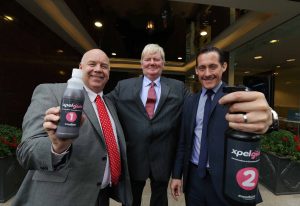 Pictured at the global launch of the product xpelgum today at the Merchant Hotel, Belfast, is (from left) Ian Murphy, Director of Growth and Scaling, Invest NI, Chairman/Technical Director of Expelliere International John McCandless and xpelgum Sales Director Chris Lomas.