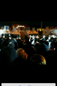 Loyalist protestors and PSNI riot squad in Mexicn stand off at Twaddell Avenue tonight
