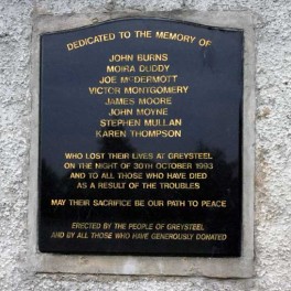 The memorial to the Greysteel pub massacre victims