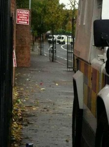 The scene of the bomb alert on the Crumlin Road in north Belfast on Sunday 