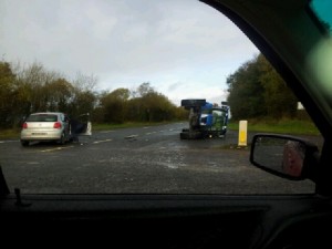 The scene of the accident on Friday which claimed the life of tractor driver Christy Lipsett