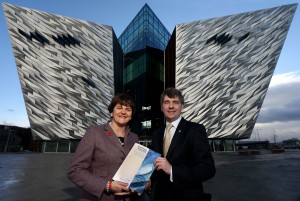 Enterprise, Trade and Investment Minister Arlene Foster with Dr Peter Heffernan, Chief Executive Marine Institute at the SmartOcean Forum at Titanic Belfast. PHOTO: WILLIAM CHERRY/PRESSEYE