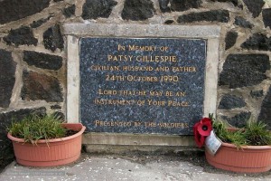 The memorial stone erectted at the scene of the Coshquin bombing.