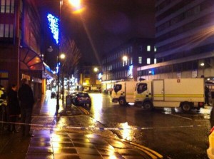 The scene of the security alert in Belfast City Centre on Friday evening