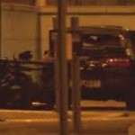 The hijacked Renault Laguna car at the entrance to the Victoria Centre