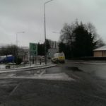 PSNI landrover crossing back into Strabane after driving into Lifford, Co Donegal