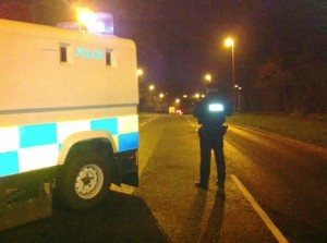 Police at the scene of a security alert on Monday night but nothing untoward was found
