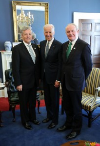 Peter Robinson and Martin McGuinness with US Vice President Joe Biden
