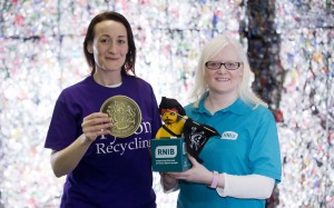 Claire McCallum from Bryson Recycling and Rosaleen Dempsey, Children and Young People’s Manager from Royal National Institute of Blind People Northern Ireland (RNIB NI) mark the success of this year’s ‘£1 a tonne’ campaign, which raised £6533 for RNIB NI. 
