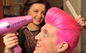 The Giro...Lauren Reid of Bespoke Hairdressing puts the finishing touches to Chris Hutchinson’s new Giro look 