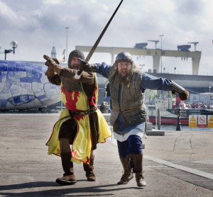 Scottish Warriors take ‘Charge’ in BelfastTwo burly warriors, who starred in Hollywood blockbusters including Gladiator and Thor 2, stopped traffic in Belfast City Centre today to ‘encourage’ NI visitors to do battle at Bannockburn Live,