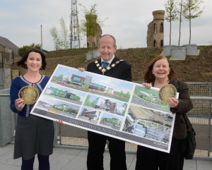 Pictured at the announcement of £7 million worth of European Union funding for the EARLS Project, a major peace and reconciliation initiative in Dungannon, are (Left-Right) Lorraine McCourt, SEUPB Director; Cllr Sean McGuigan, Mayor of Dungannon & South Tyrone Borough Council; and Bernadette McAliskey Co-ordinator of STEP community organisation. 