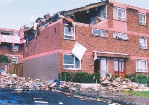 The bombed IRA flat in August 1988.