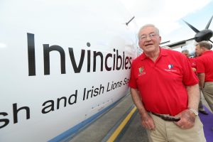 Syd Millar with the new Flybe plane 'The Invincibles'.