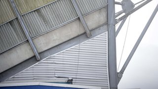 The cracked structure in the West Stand at Windsor Park