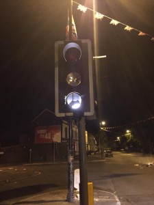 Traffic lights set on fire during rioting in north Belfast last night