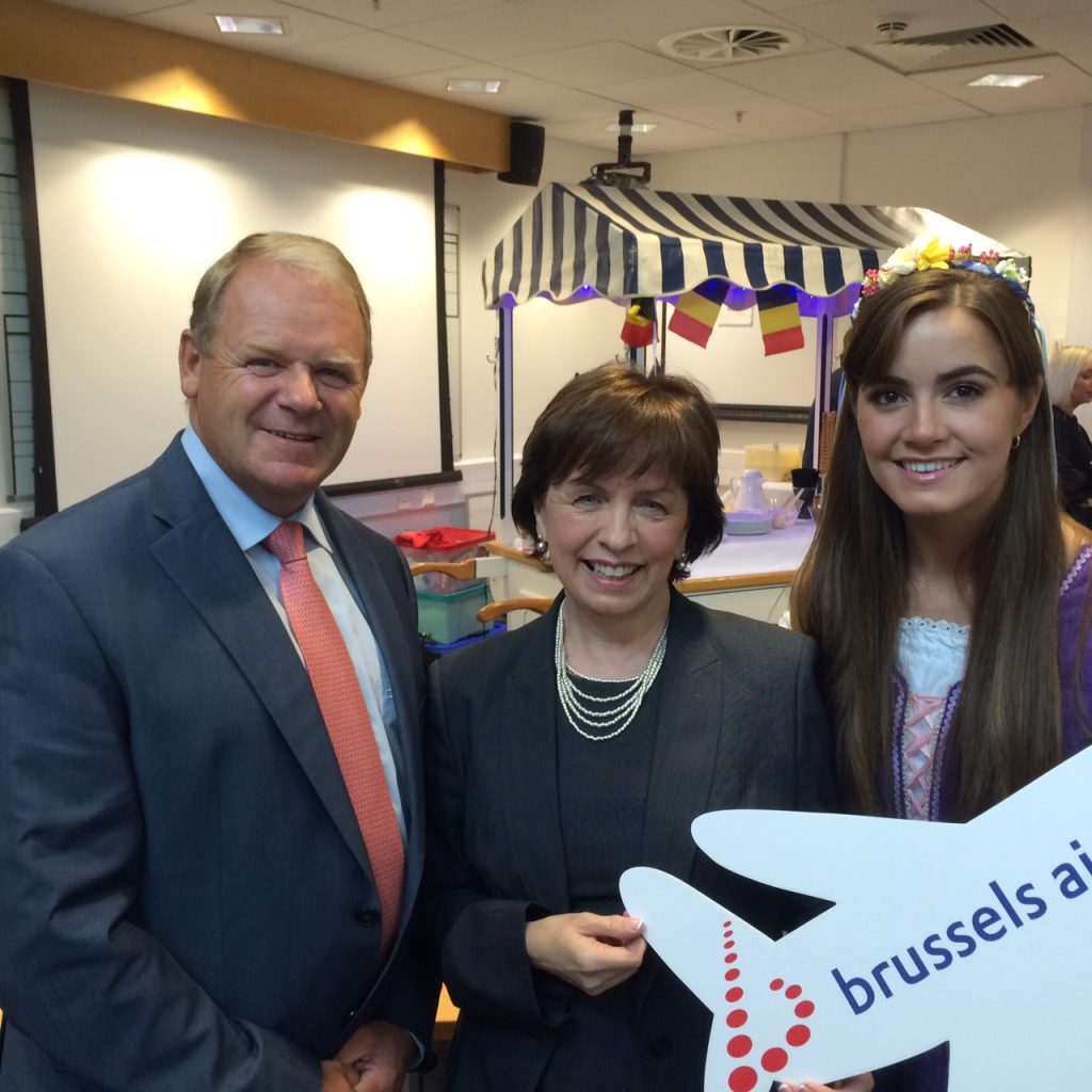 Brian Ambrose, CEO of Geroge Belfast City Airport and MEP Diane Dodds welcome launch of new flight service to Brussels