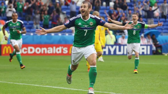 Niall McGinn score the injury winner against Ukraine to secure the three points and their first win