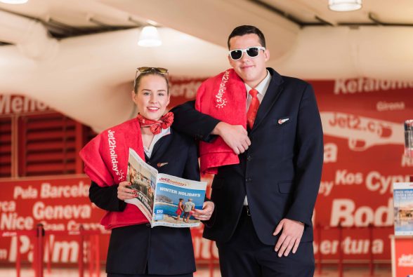 Jet2 cabin crew Megan Kaye and Ben Jowitt launch the company's biggest ever Winter programme from Northern Ireland. The leading leisure airline and package holiday company has added over 40,000 EXTRA SEATS for its Winter 17/18 programme from Belfast International Airport, with even more flights and extended season lengths on popular destinations. Over 100,000 seats are now on sale from Belfast International Airport to a choice of winter sun destinations across the Mediterranean and Europe, an impressive 65% uplift on this year.