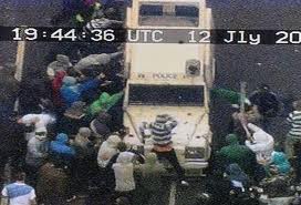 Police came under gun attack during rioting in Ardoyne, north Belfast 