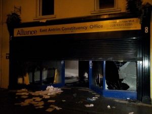 Alliance Party office in Carrick torched by loyalist mob