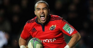 Simon Zebo scores a try for Munster