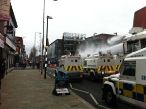 Water cannon used to disperse loyalist crowd in east Belfast in January