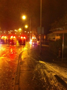 Police land rover hit by petrol bomb in Rathcoole