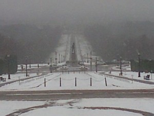 Cold outside Stormont grounds on Tuesday lunchtime