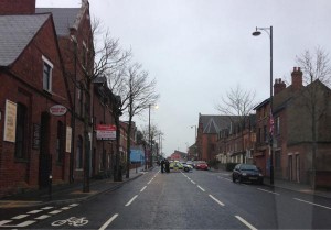 Army technical officers are at the scen of a security alert in Sandy Row, south Belfast