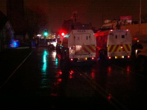 Poilce in stand off with loyalist protestors on Newtownards Road