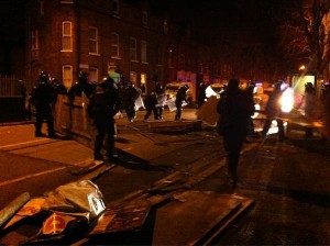 Police on Tuesday night removing east Belfast barricades