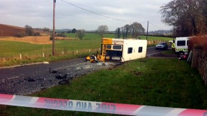 The scene of Tuesday morning's crash between a school bus and a van in Co Down